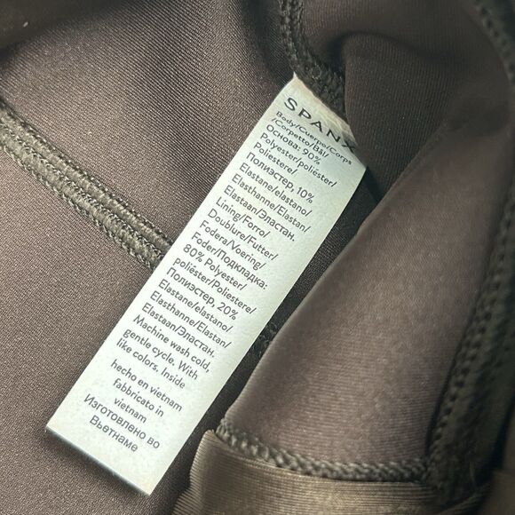 SPANX XS Petite Faux Suede High Waisted 20322R Chocolate Brown Slimming Leggings - Picture 7 of 12